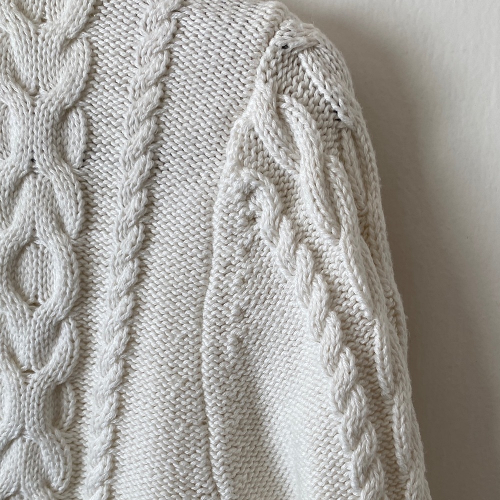 L.L. Bean Classic Cream Cable Knit Sweater - Picture 5 of 8